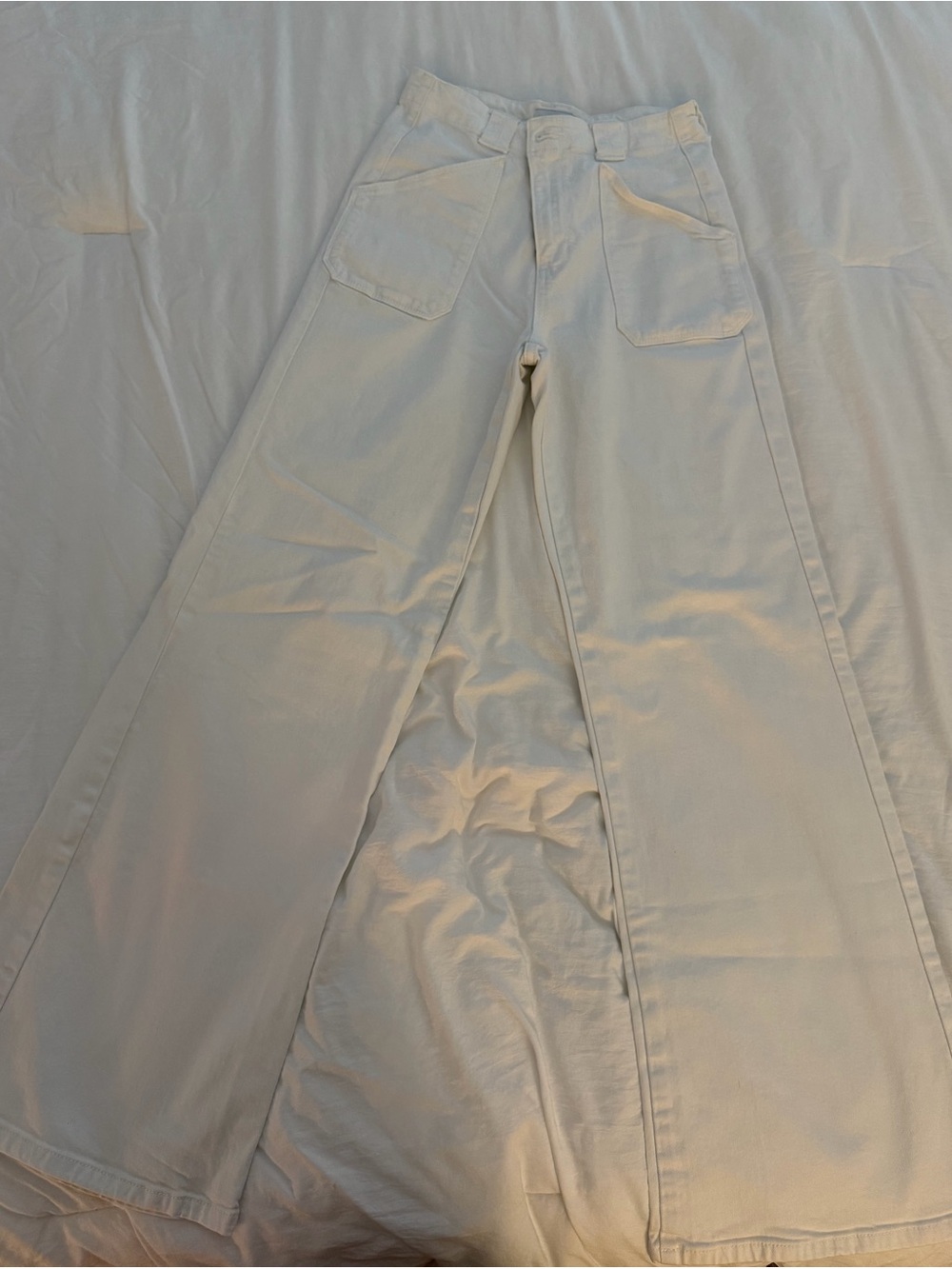Just Black High-Rise Wide Leg Jeans in Off-White